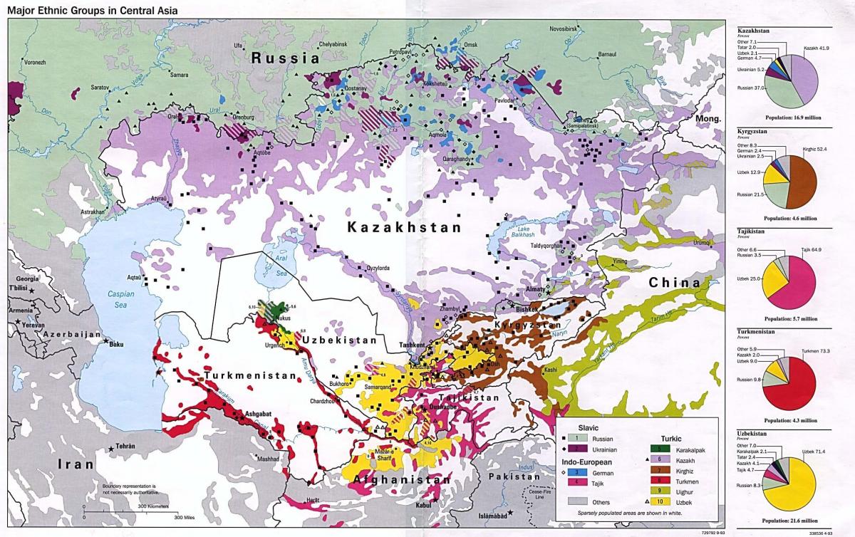 kat jeyografik nan Kazakhstan popilasyon