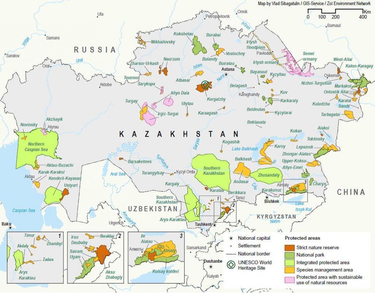 kat jeyografik nan Kazakhstan resous natirèl