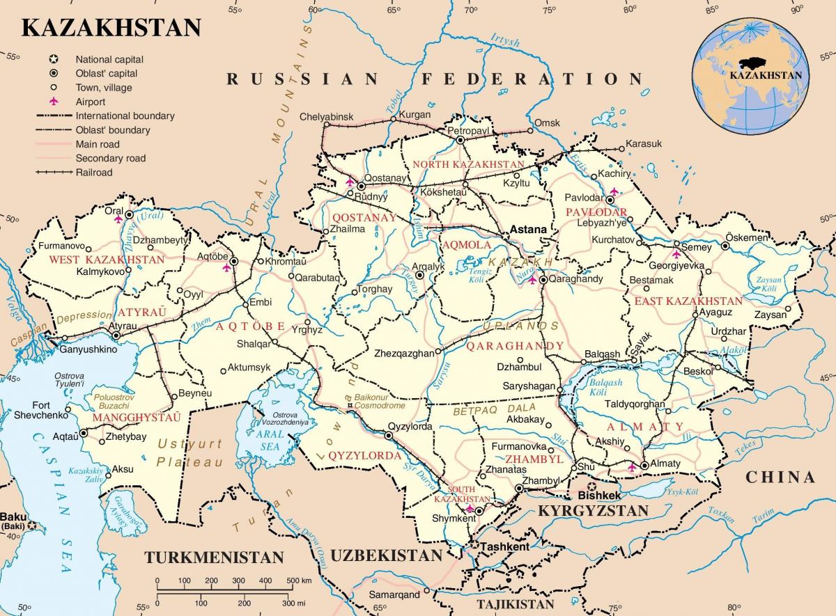 Kazakhstan peyi kat jeyografik