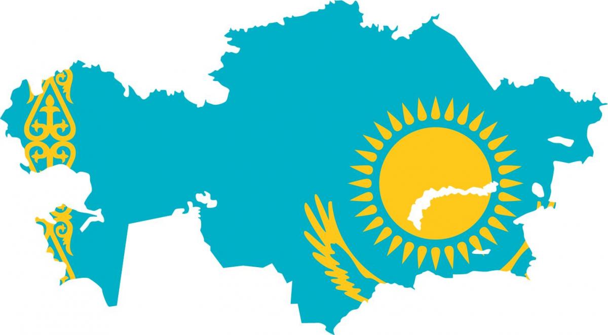 kat jeyografik nan Kazakhstan drapo