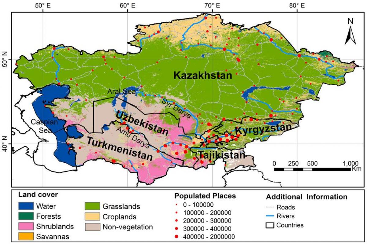 kat jeyografik nan Kazakhstan klima